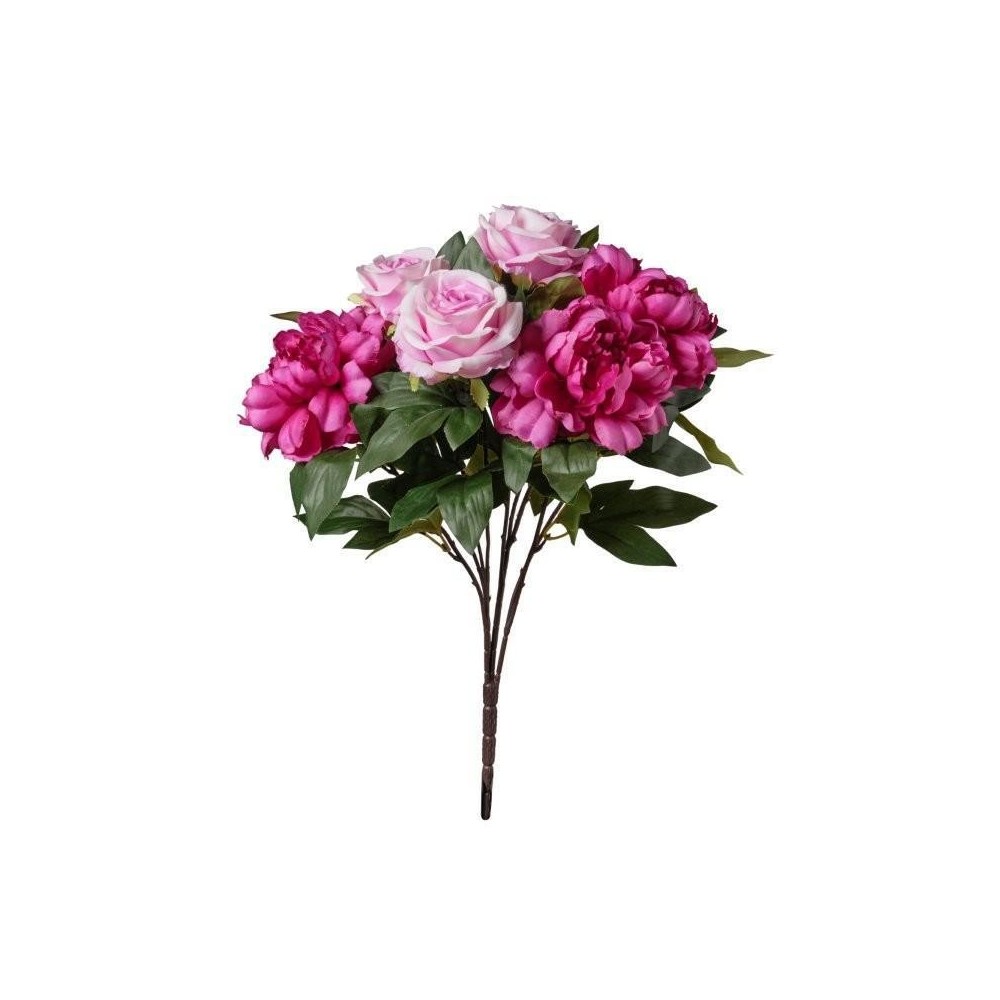 MAZZO ROSE E PEONIE X 9 CM.53 ROSA FUXIA